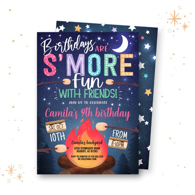 Bonfire S'mores Invitation d'anniversaire (Créateur téléchargé)