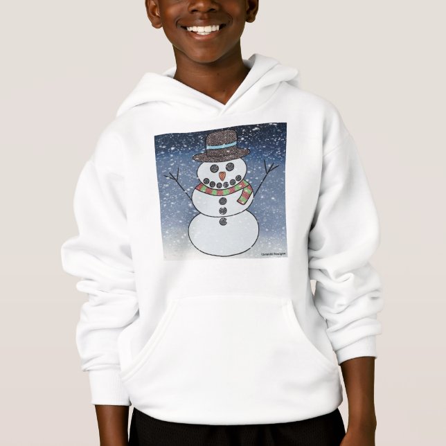 Bonhomme de neige avec fond (blanc) - Sweat à capu (Devant)