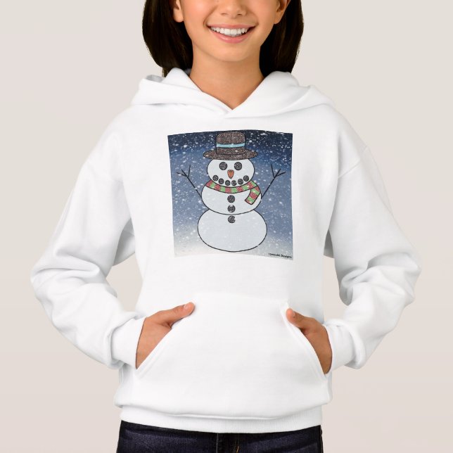 Bonhomme de neige avec fond (blanc) - Sweat à capu (Devant)