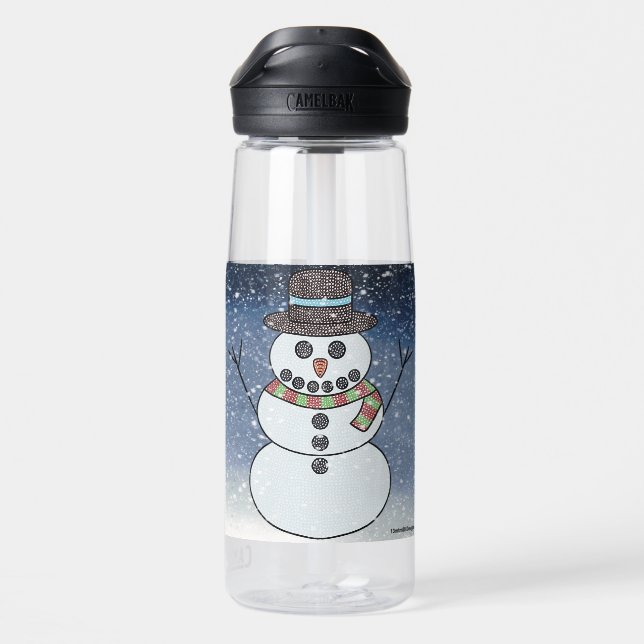 Bonhomme de neige avec fond - Bouteille d'eau (Arrière)