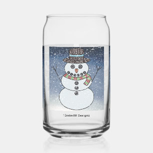 Bonhomme de neige avec fond - Canette en verre