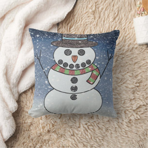 Bonhomme de neige avec fond - Coussin