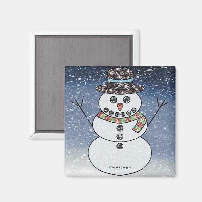 Bonhomme de neige avec fond - Magnet (Recto/Verso)