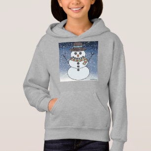 Bonhomme de neige avec fond (vif) - Sweat à capuch