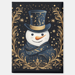 Bonhomme de neige chapeau bleu aimant décoratif de