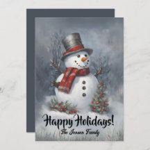 bonhomme de neige de Noël8, Joyeuses fêtes, carte 