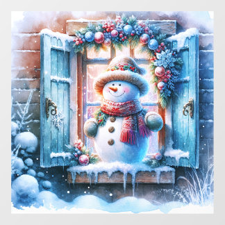 Bonhomme de neige de Noël autocollant pour fenêtre