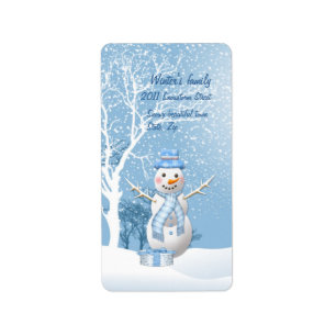 Bonhomme de neige de Noël et étiquette d'Avery