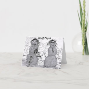 Bonhomme de neige de soirée agitée Carte de vacanc