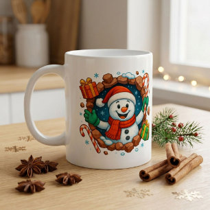 Bonhomme de neige drôle brisant un mur Mug de caca