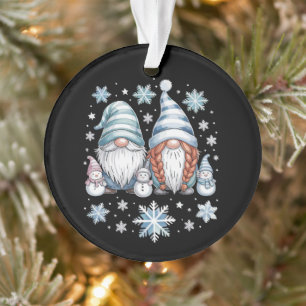 Bonhomme de neige drôle Gnomies avec flocons de ne