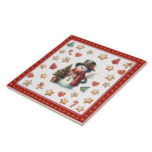 Bonhomme de neige en carreaux de céramique et cook