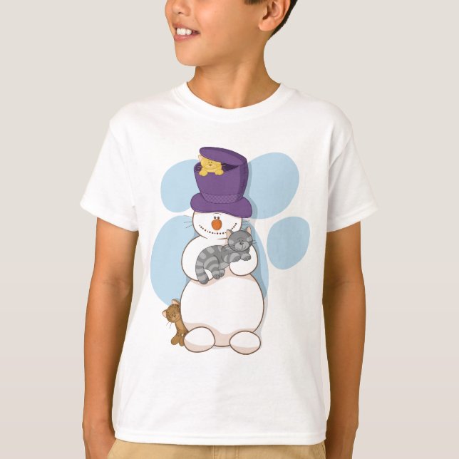 Bonhomme de neige et T-shirt de chats (Devant)