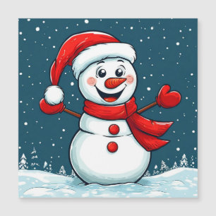 Bonhomme de neige joyeux avec chapeau de Père Noël