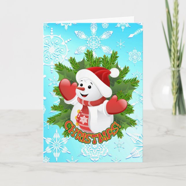 Bonhomme de neige mignon et carte de Noël en (Devant)