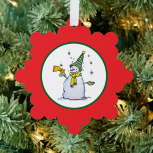 bonhomme de neige ornement de Noël avec balai et é