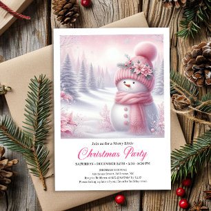 Bonhomme de neige rose scintillant Invitation de N