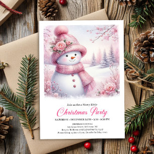 Bonhomme de neige rose scintillant Invitation numé