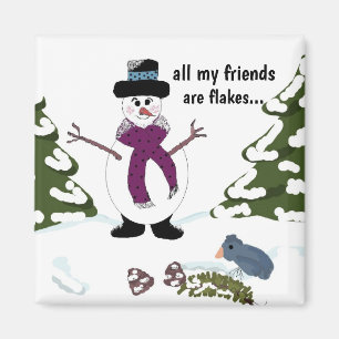 Bonhomme de neige Snowflake Magnet drôle