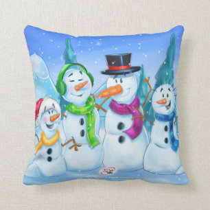 Bonhommes de neige de famille de neige de coussin