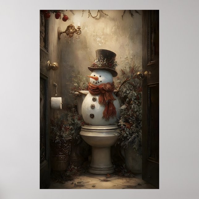 Bonhommes de neige de Noël sur impression de toile (Devant)