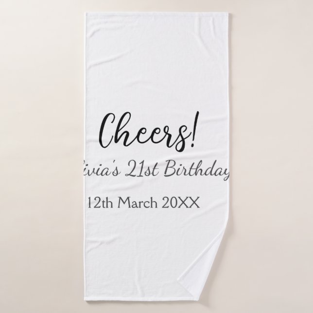 Bonjour 21e anniversaire ajouter nom date simple m (Serviette de bain)