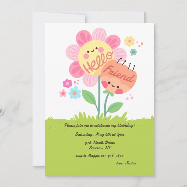 Bonjour Ami Anniversaire Fête Invitation (Devant)