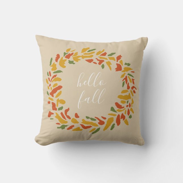 Bonjour Automne Bienvenue Wreath Thlow Oreiller (Recto)
