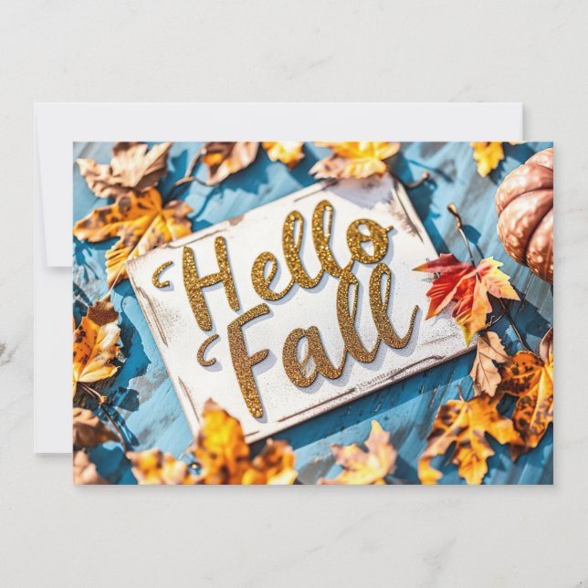Bonjour Automne carte de voeux avec fleurs (Devant)