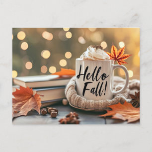 Bonjour Automne carte de voeux avec tasse
