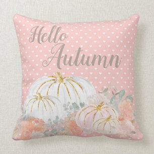 Bonjour Automne Peach Citrouille Polka Dot Coussin