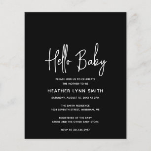 Bonjour Baby Black Budget Baby shower Invitation