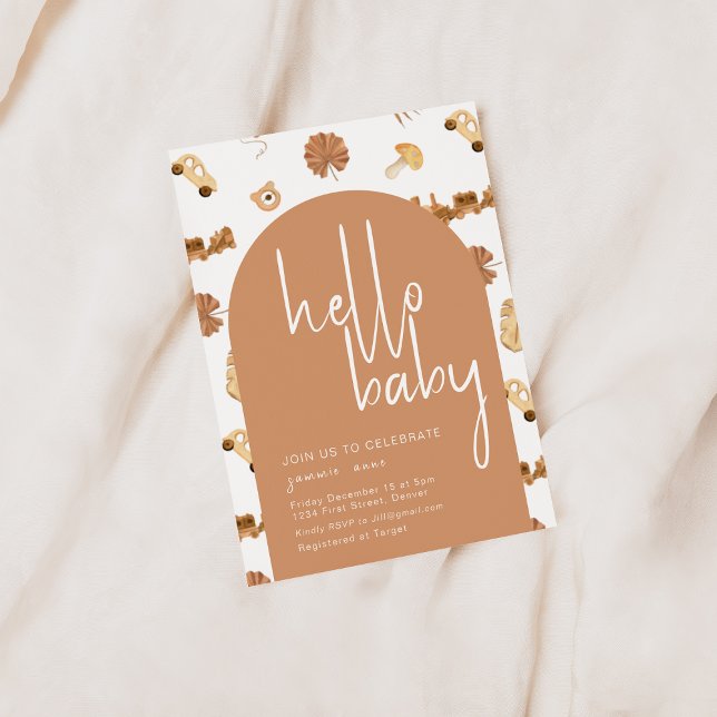 Bonjour Baby Boho Style Baby shower Invitation (Créateur téléchargé)