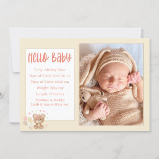 Bonjour Baby Faire-part de naissance Card