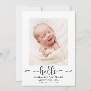 Bonjour Baby Faire-part de naissance Carte photo