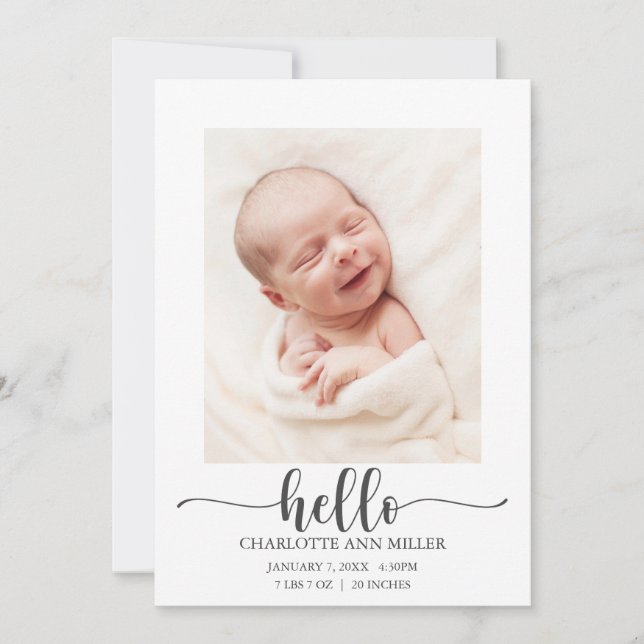 Bonjour Baby Faire-part de naissance Carte photo (Devant)