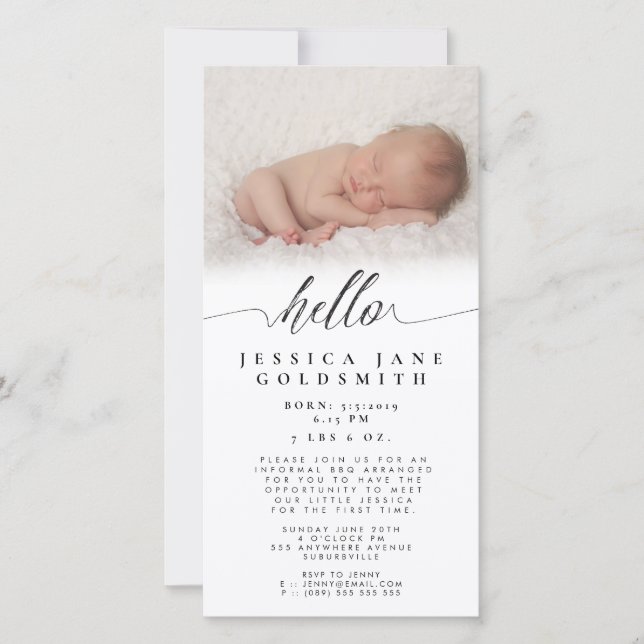 Bonjour Baby Faire-part de naissance Sip & See Par (Devant)