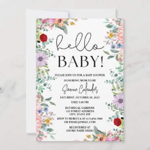 Bonjour Baby Floral Baby shower Invitation