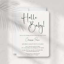Bonjour Baby Modern Script Baby shower Invitation