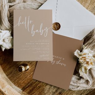 Bonjour Baby Moderne Baby shower Neutre Invitation