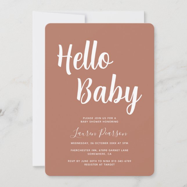 Bonjour Baby Rustic Baby shower Invitation (Devant)