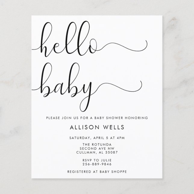 Bonjour Baby shower Invitation (Devant)