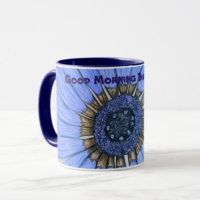 Bonjour Beau! ! Mug de café à fleurs (Devant gauche)
