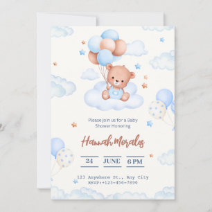 Bonjour bébé   Baby shower Blue Skies Invitation