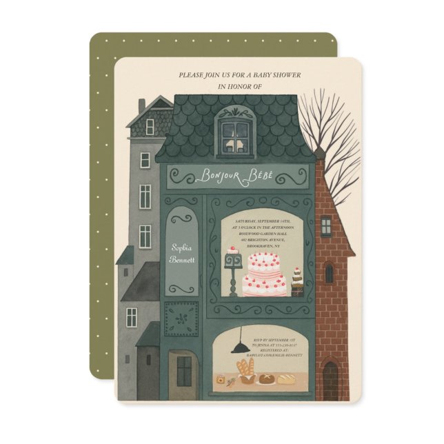 Bonjour Bebe Baby Shower  Invitation (Créateur téléchargé)