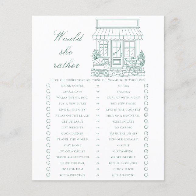 Bonjour Bebe Baby shower Would she rather (Devant)