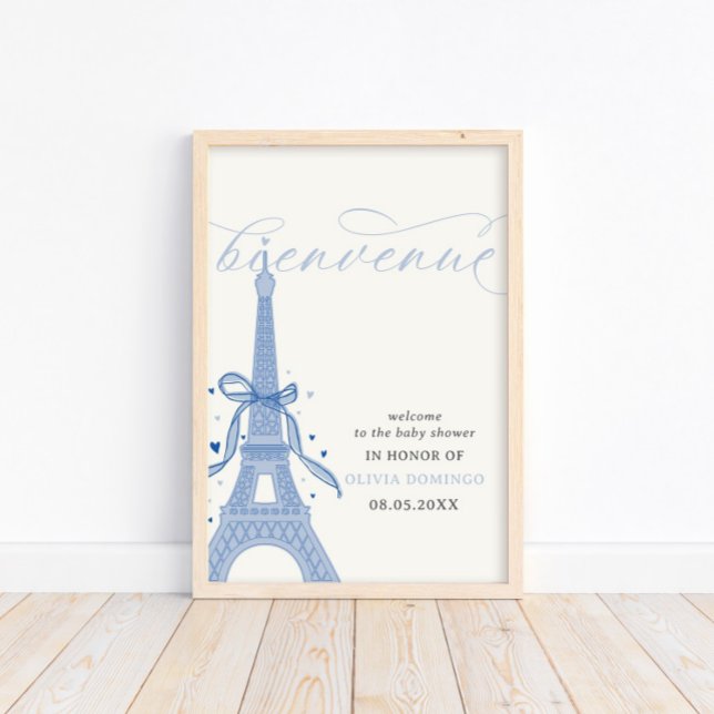 Bonjour Bébé Blue Paris Tour Eiffel Affiche de bie (Créateur téléchargé)