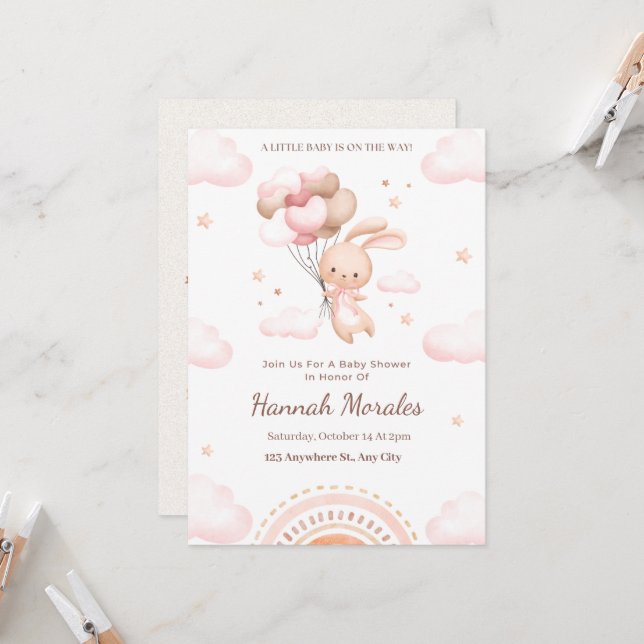 Bonjour Bébé | Faire-part de Naissance Lapin Migno (Devant/Arrière en situation)