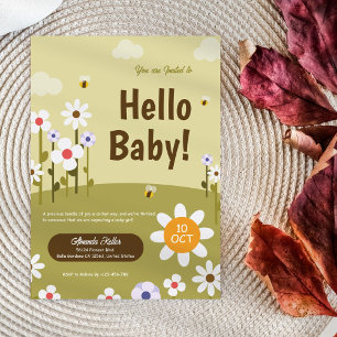 Bonjour bébé fille douche Invitation