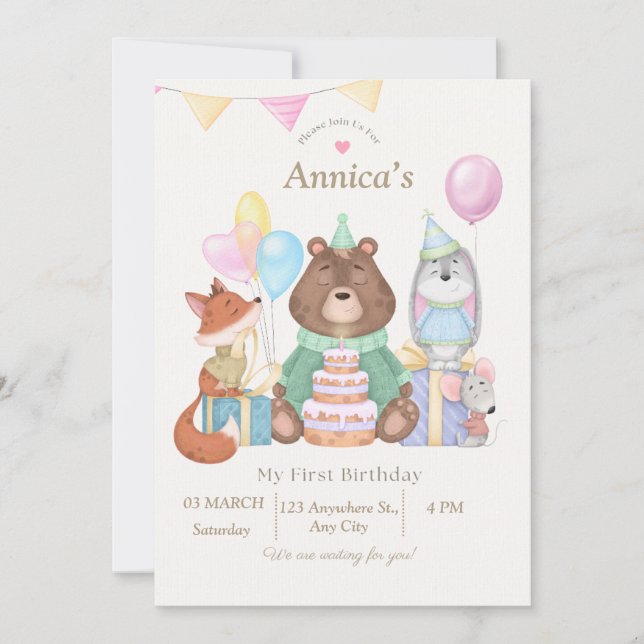 Bonjour Bébé | Invitation de Bienvenue pour Bébé a (Devant)